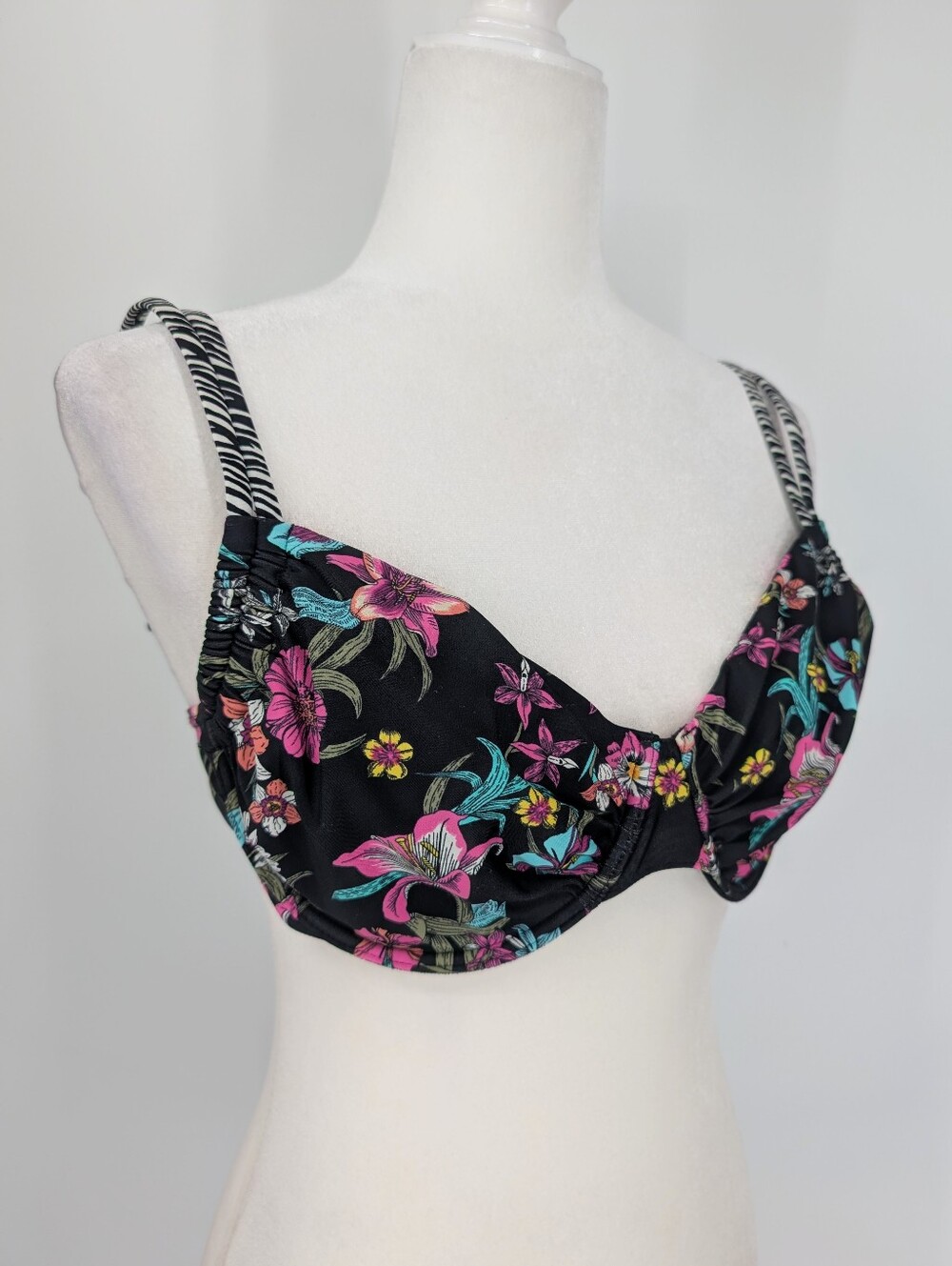 Lascana for Venus Black Multicolor Floral Underwire Bikini Top 34DD 36D 32DDD